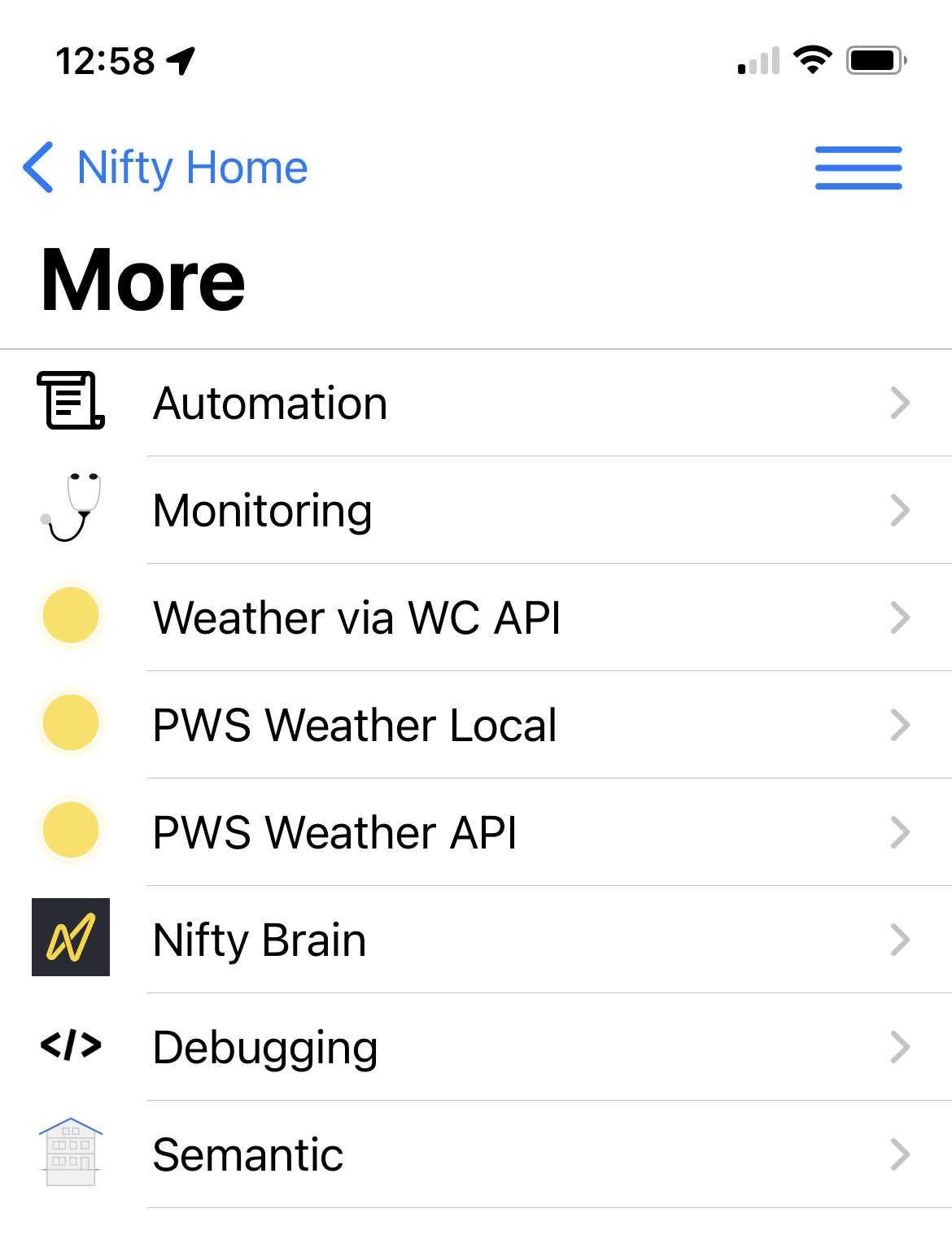 The admin and control section of the Nifty app, located in the More section