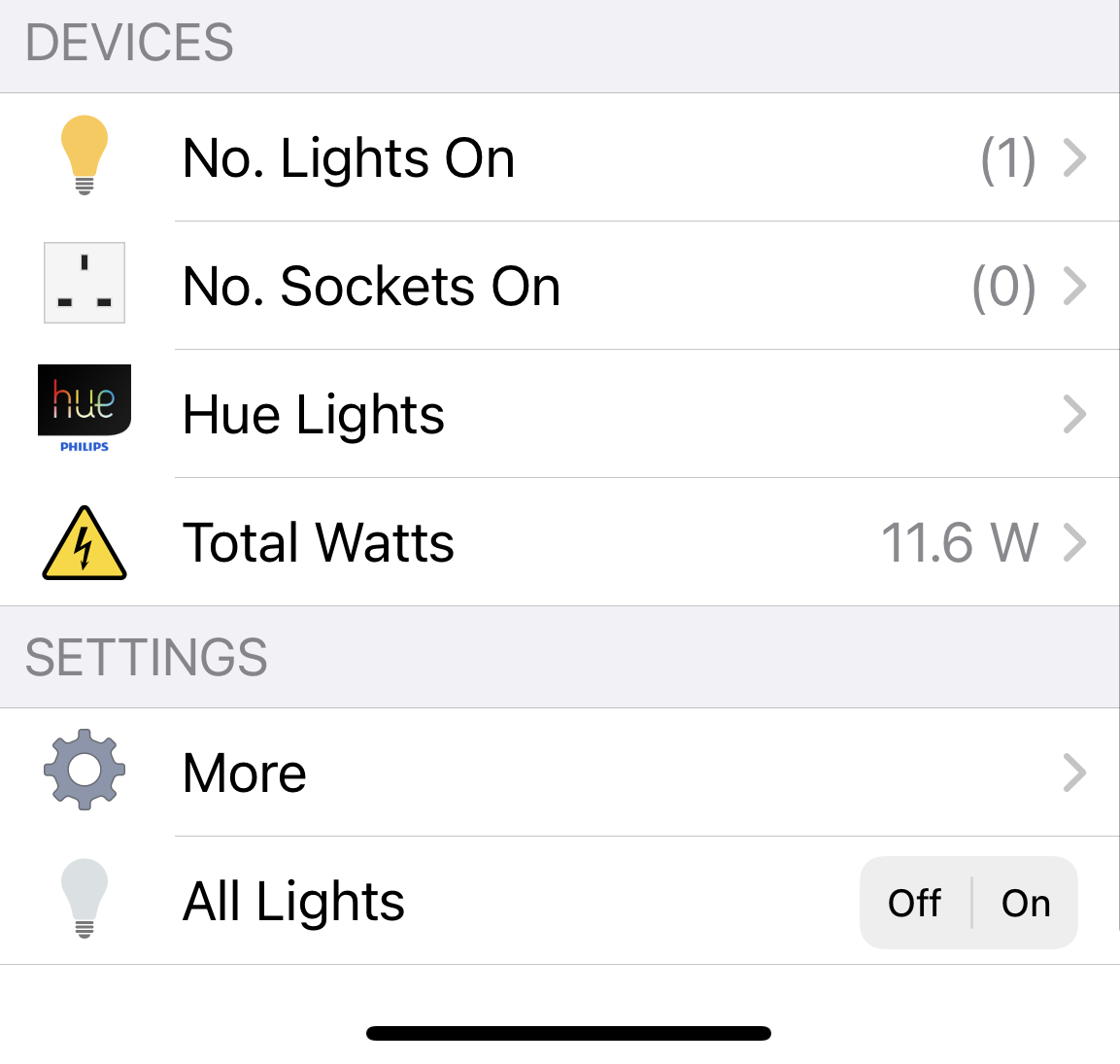 App section showing what sockets are in use